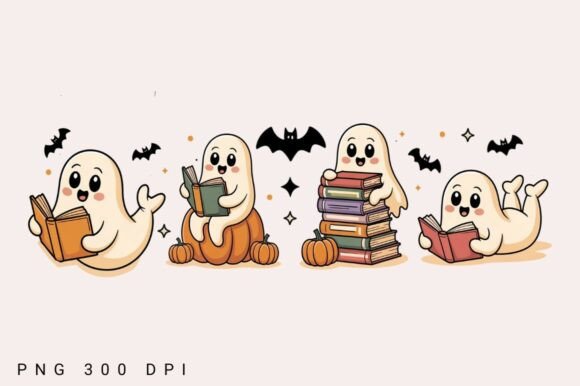 Download Vintage Halloween Ghost Reading Books - Premium Resources
