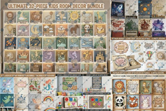 Download 68 Kids Room Wall Decor Laser Cut Bundle - Bundle Collection