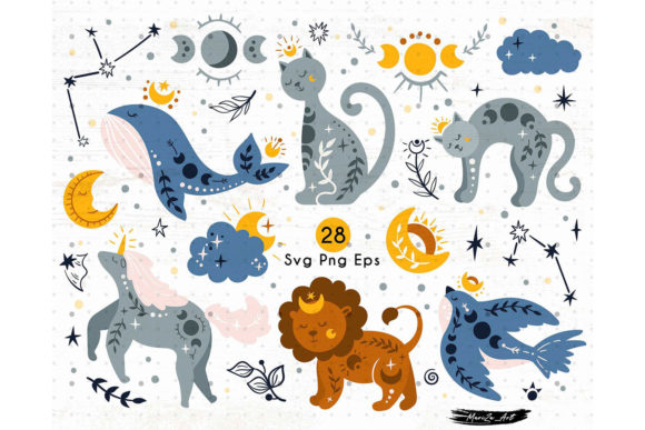 Download Cute Celestial Boho Animals SVG Bundle - Bundle Collection