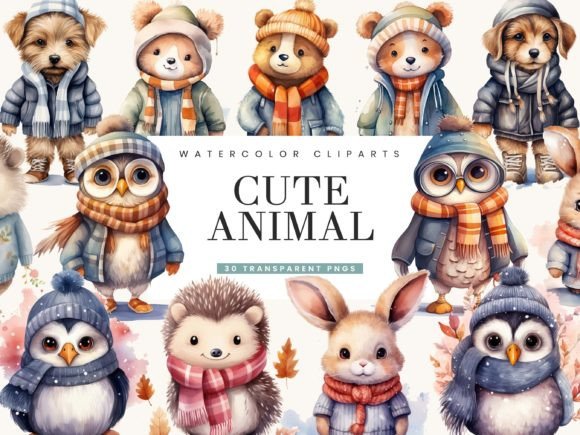 Download Watercolor Cute Animal Clipart Bundle - Bundle Collection