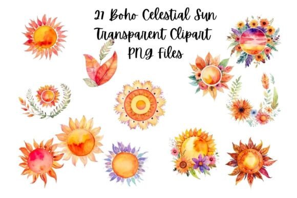 Download 27 Watercolor Boho Solar Clipart Bundle - Bundle Collection