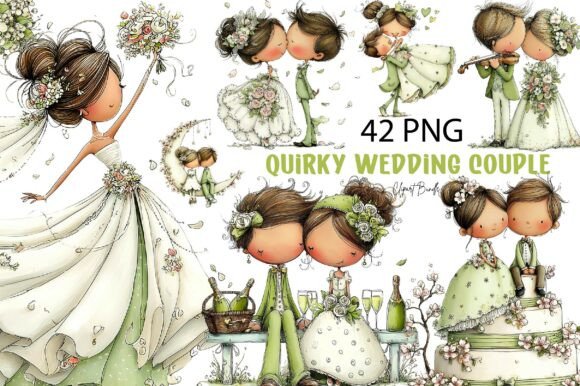 Download Quirky Wedding Couple PNG Bundle - Bundle Collection