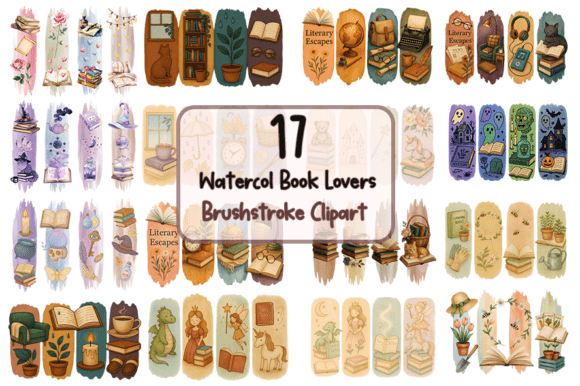Download Book Lovers Brushstroke Clipart Bundle - Bundle Collection