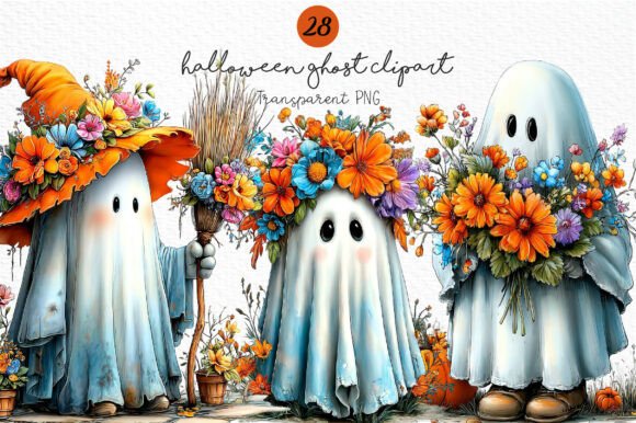 Download Whimsical Halloween Ghost Clipart Bundle - Bundle Collection