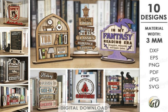 Download 3D Book Shelf Stands Decor Laser Bundle - Bundle Collection