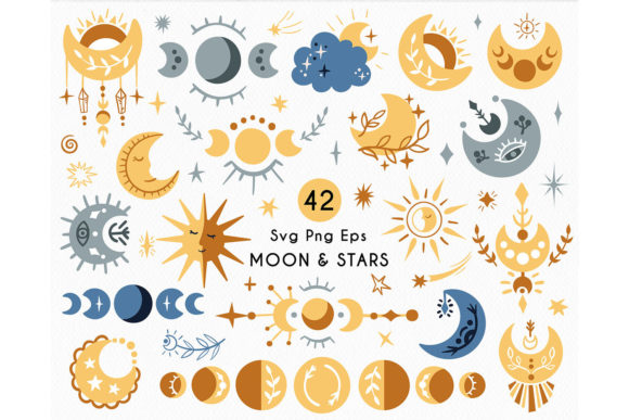 Download Celestial Boho Moon Stars Bundle - Bundle Collection