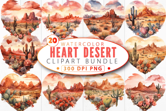 Download Watercolor Heart Desert Clipart Bundle - Bundle Collection