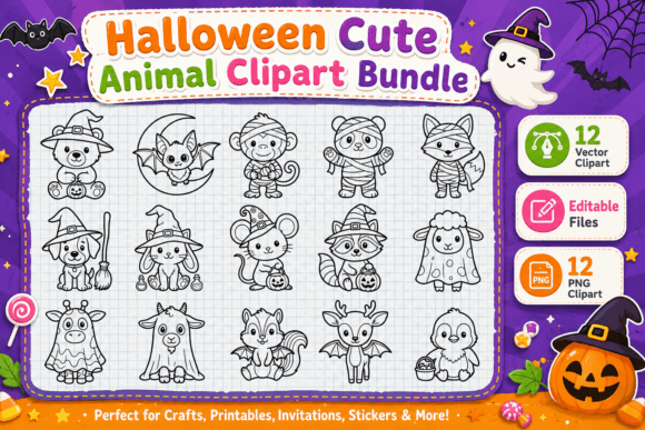 Download Halloween Cute Animal Clipart Bundle - Bundle Collection