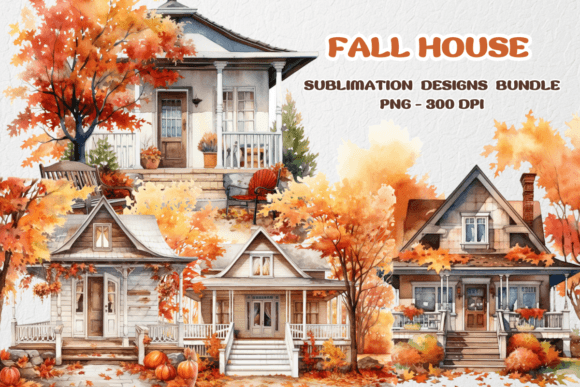 Download Fall House Sublimation Bundle Clipart - Bundle Collection